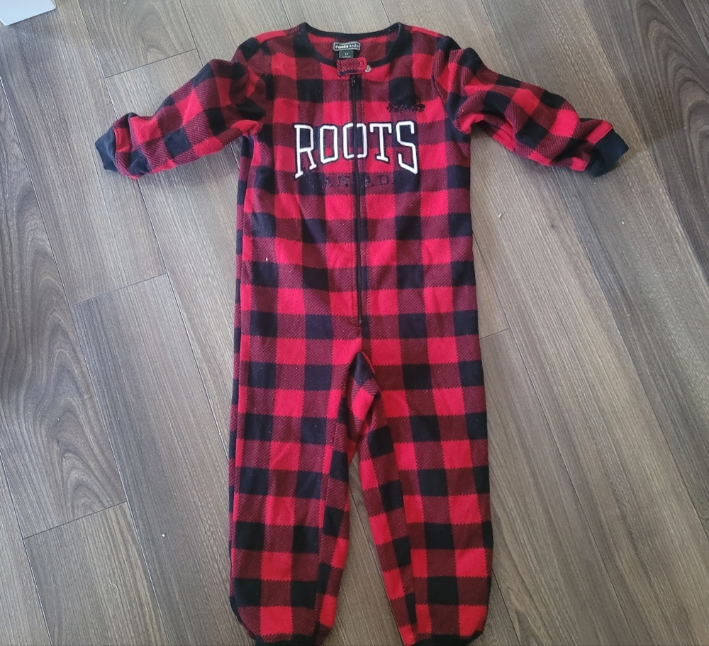 Roots Kids Red and Black Plaid One Piece